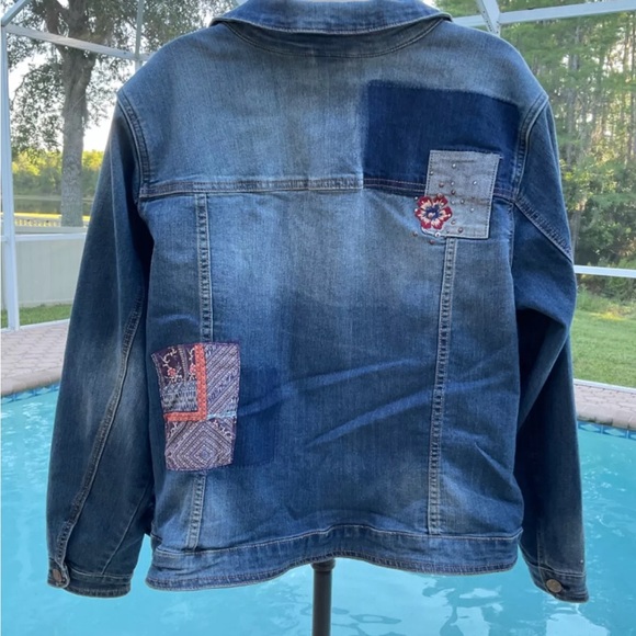 Vintage America Patchwork Jean Jacket size 1x EUC NWOT - Picture 5 of 8